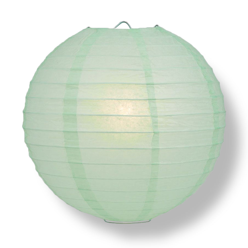 Cool Mint Green Round Even Ribbing Paper Lanterns