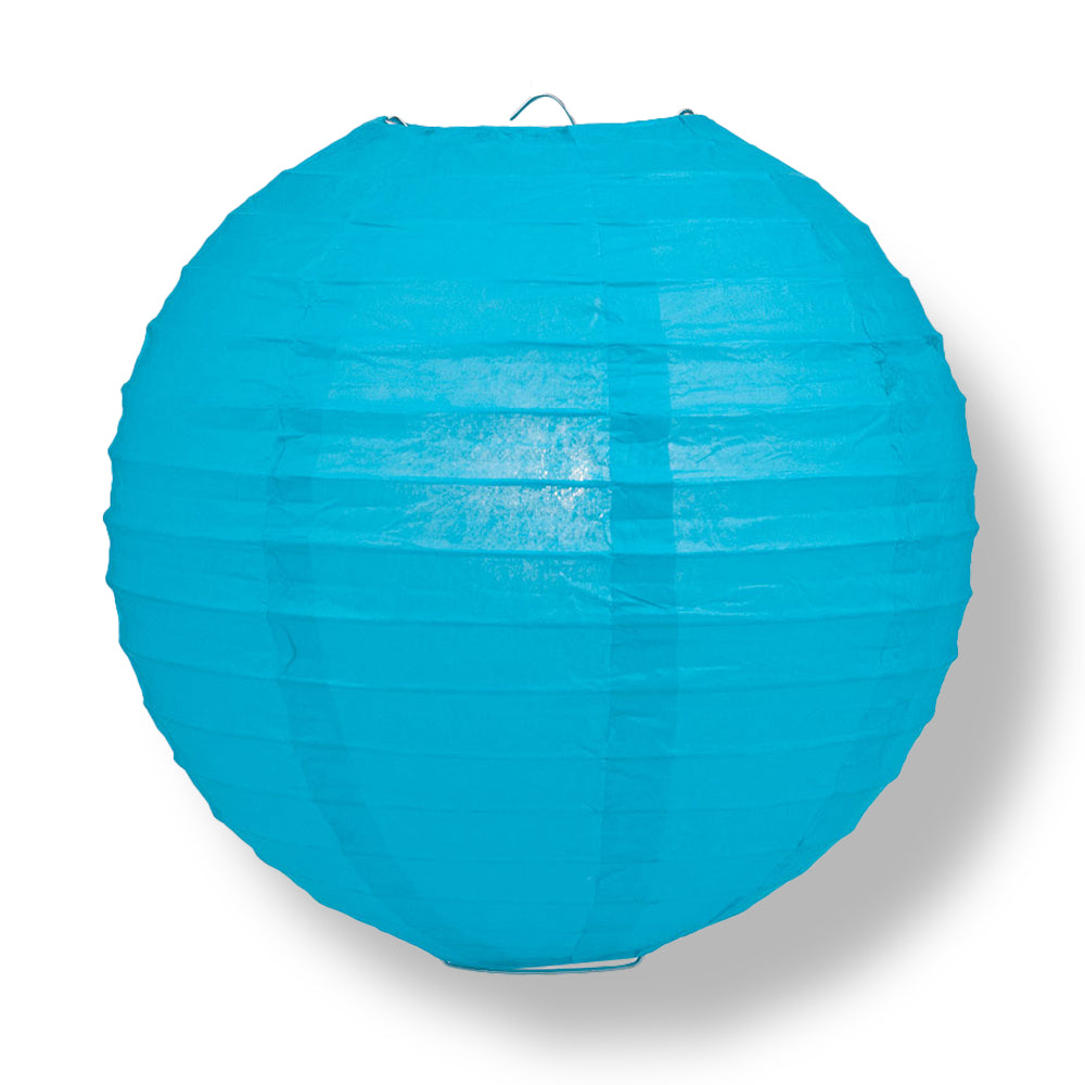 Turquoise Round Even Ribbing Paper Lanterns
