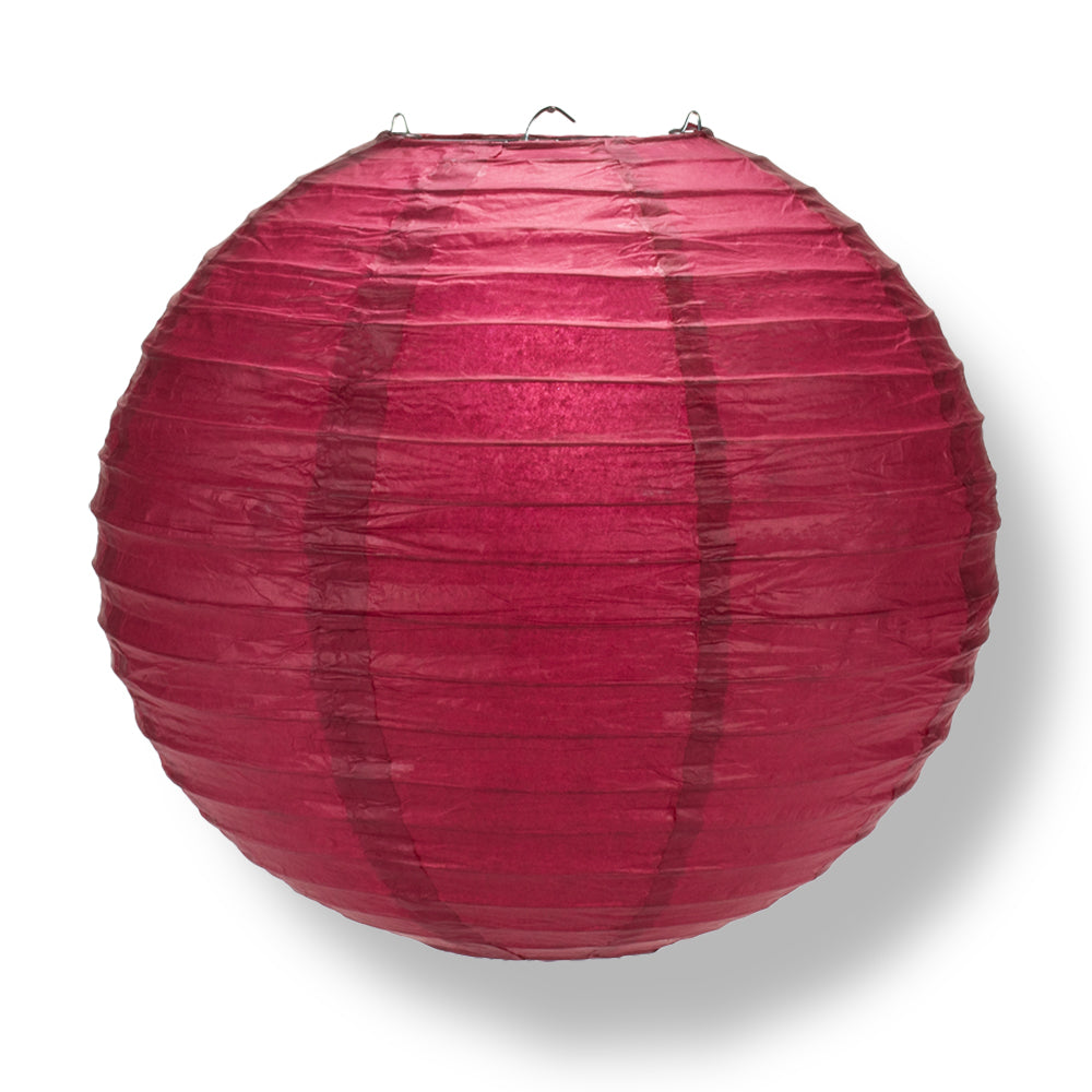 Velvet Rose Red Round Even Ribbing Paper Lanterns