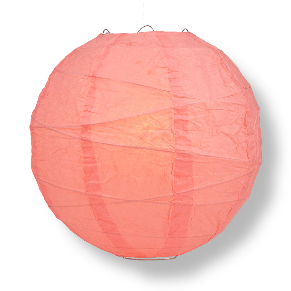Roseate / Pink Coral Crisscross Ribbing Paper Lanterns