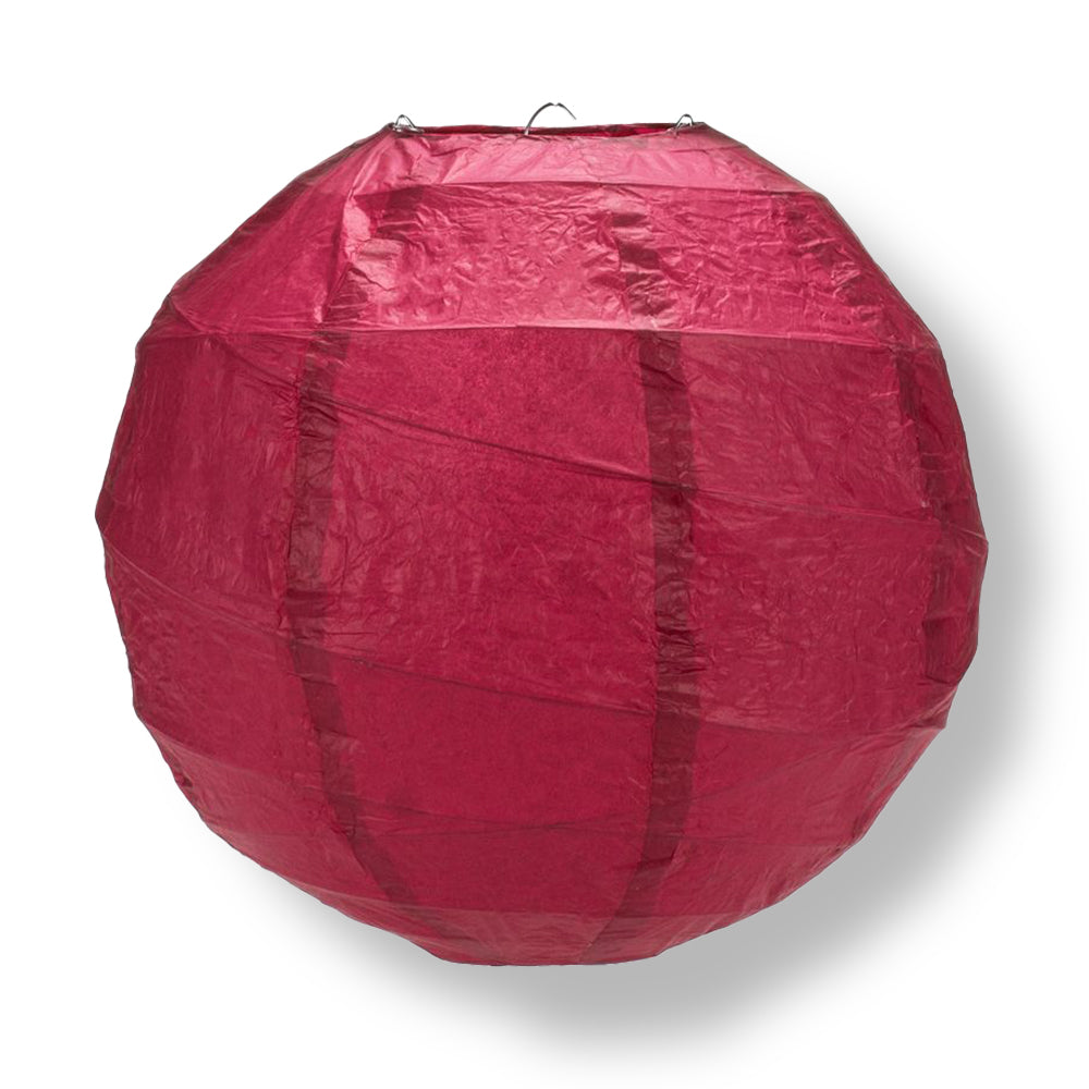 Velvet Rose Red Round Crisscross Ribbing Paper Lanterns