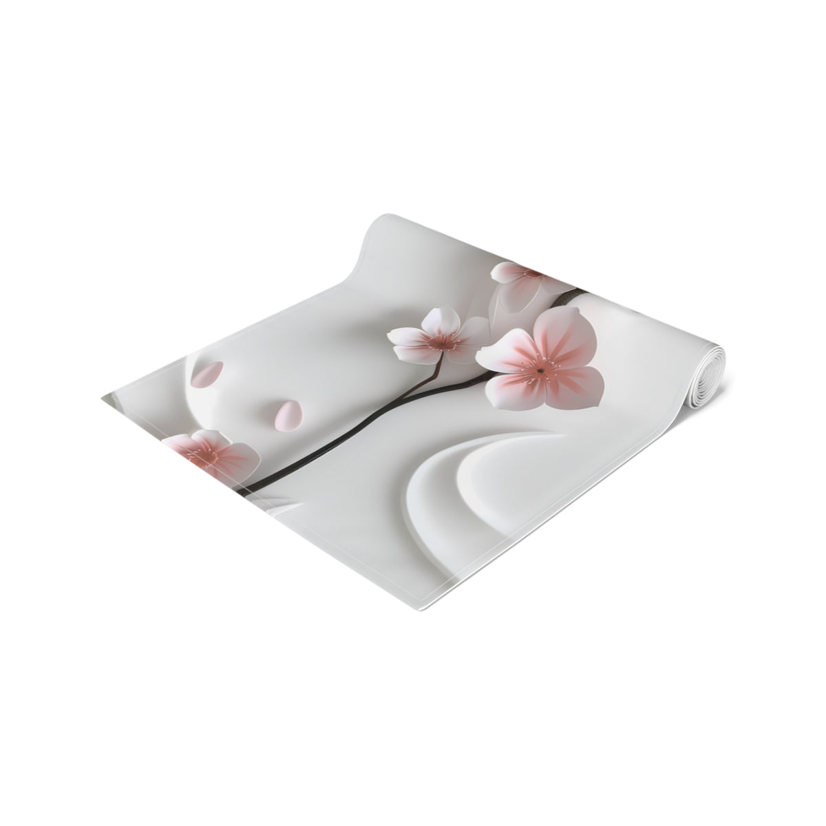 3D Table Runner with Pink Cherry Blossoms Design (16&quot; × 72&quot;)