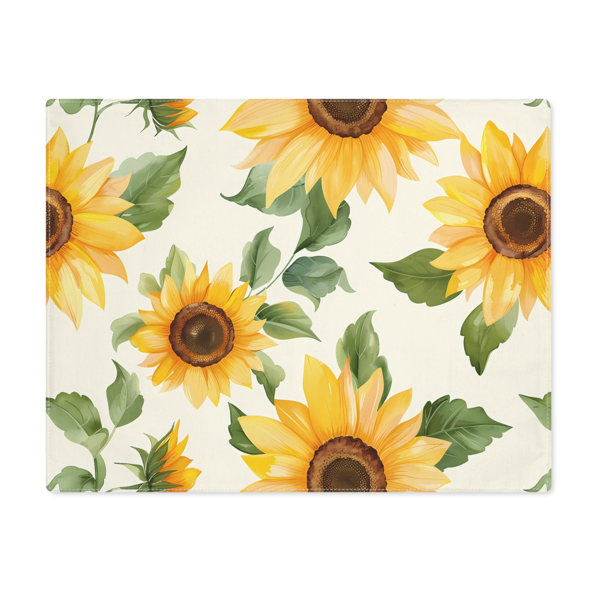 Decorative Cotton Place Mat with Elegant Sunflower Design (18&quot; x 14&quot;)