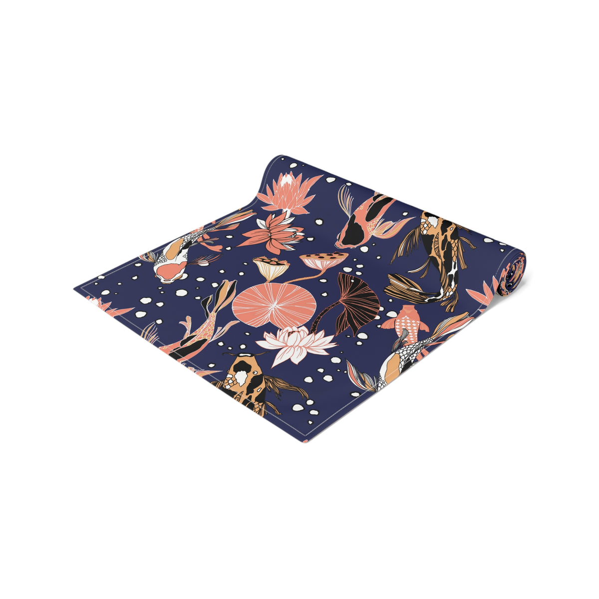 Midnight Table Runner with Koi Fish Design (16&quot; × 72&quot;)