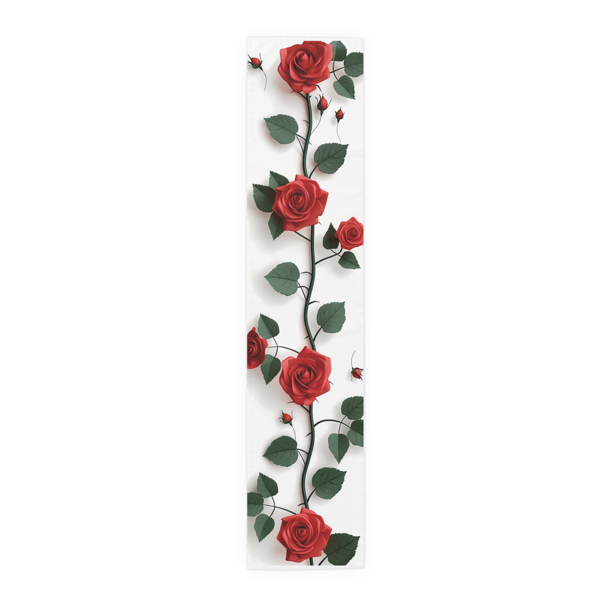 Classic Table Runner with Pretty Red Roses Floral Design (16&quot; × 72&quot;)