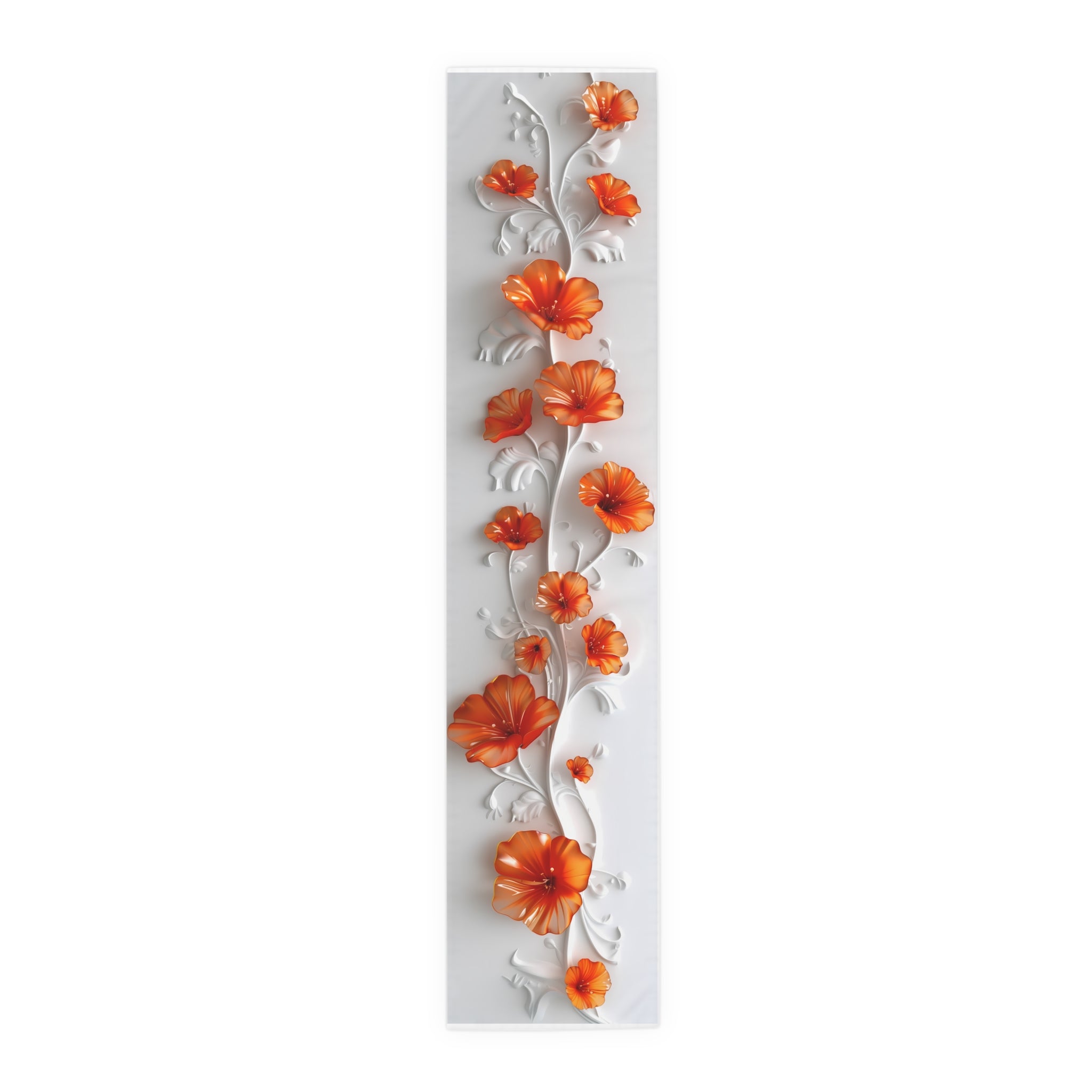 table runner 亀甲取り花丸　帯リメイク　長尺250㎝ 3D Table Runner with Stunning Orange Nasturtium Floral Design (16