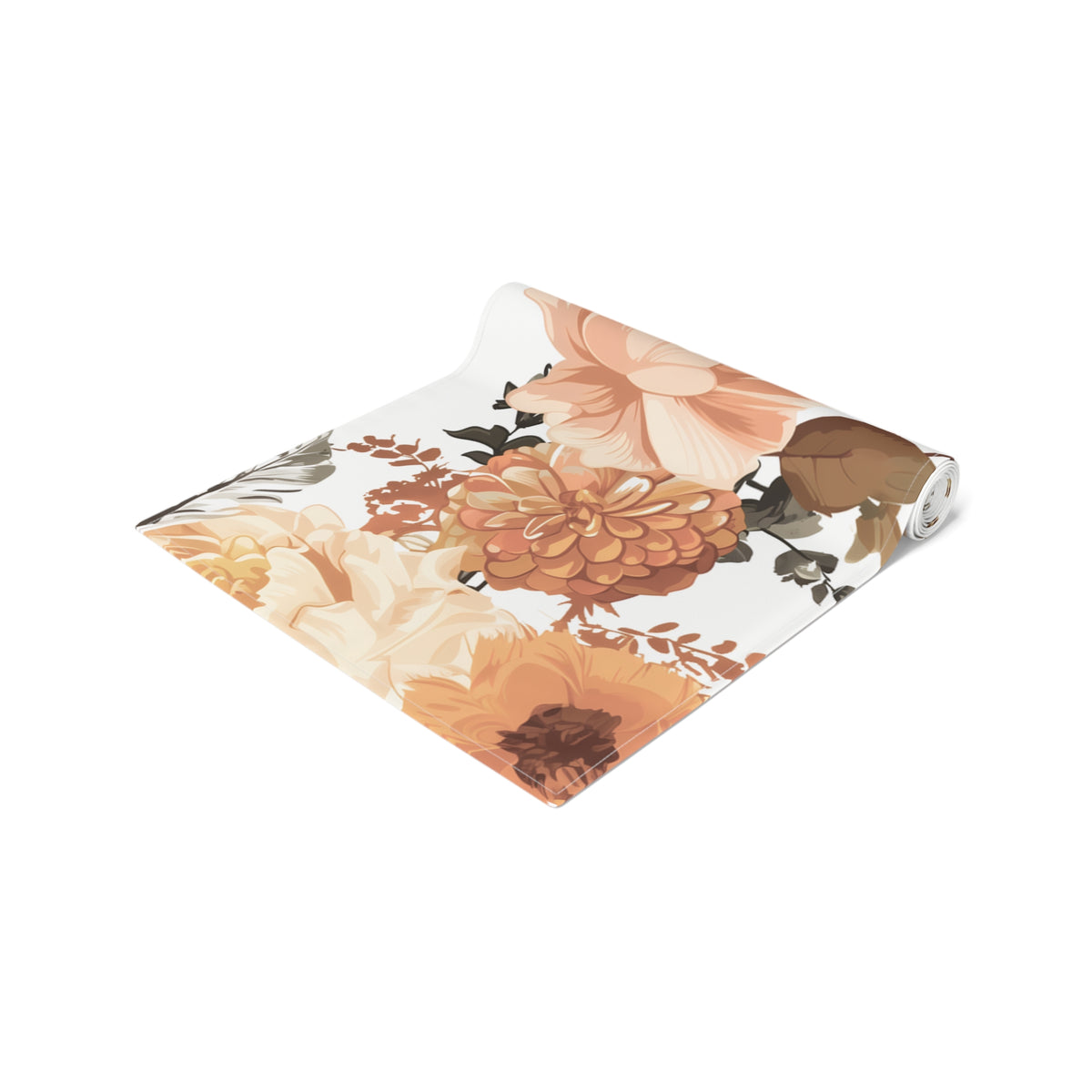 Sunset Table Runner with Orange and Peach Floral Design (16&quot; × 72&quot;)
