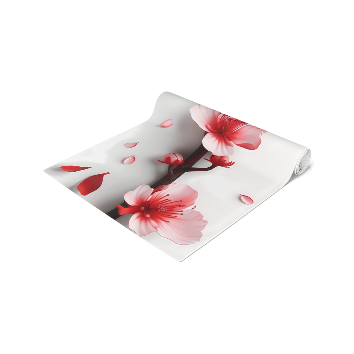 3D Table Runner with Pretty Plum Blossoms Design (16&quot; × 72&quot;)