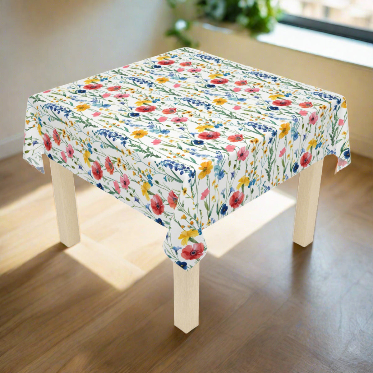 Decorative Tablecloth with Wildflower Super Blooms, Durable Polyester (55.1&quot; x 55.1&quot;)