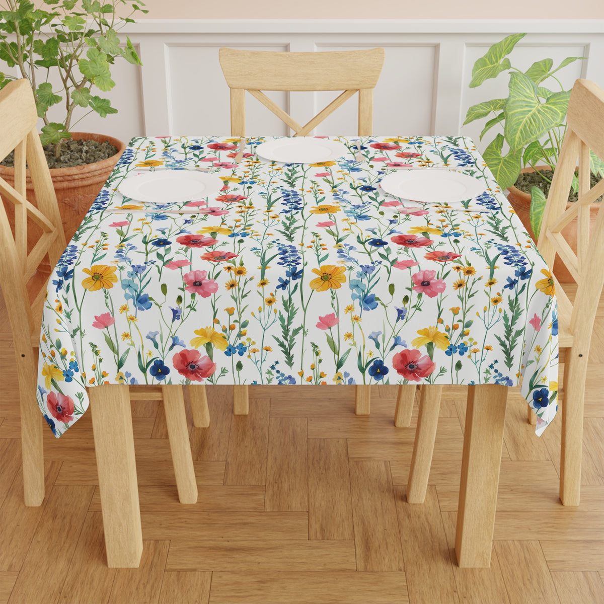 Decorative Tablecloth with Wildflower Super Blooms, Durable Polyester (55.1&quot; x 55.1&quot;)