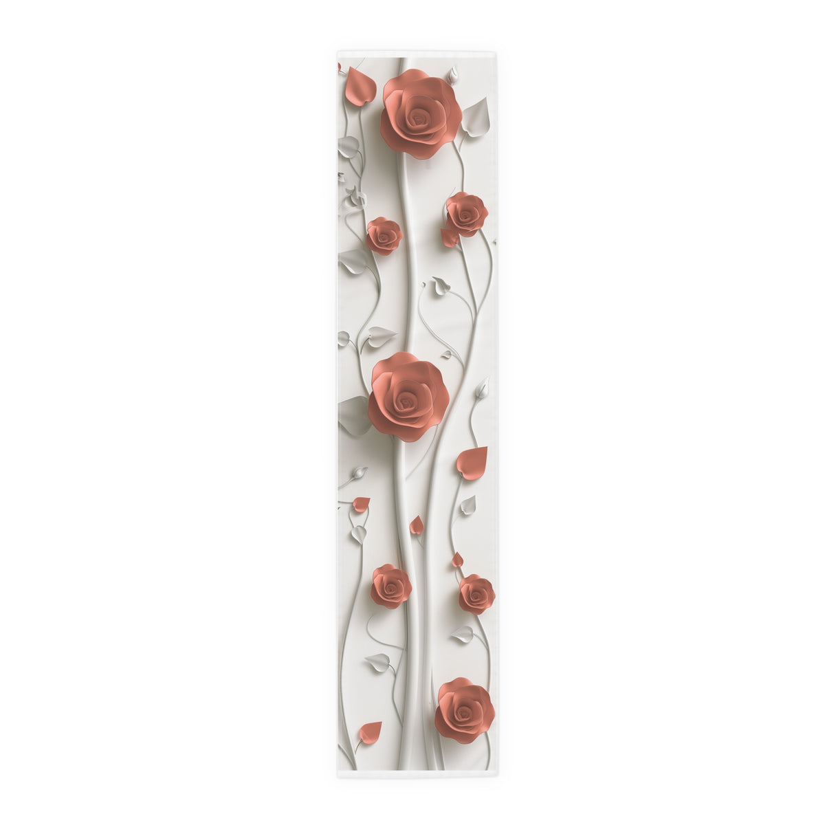 3D Table Runner with Elegant Red Roses Floral Design (16&quot; × 72&quot;)