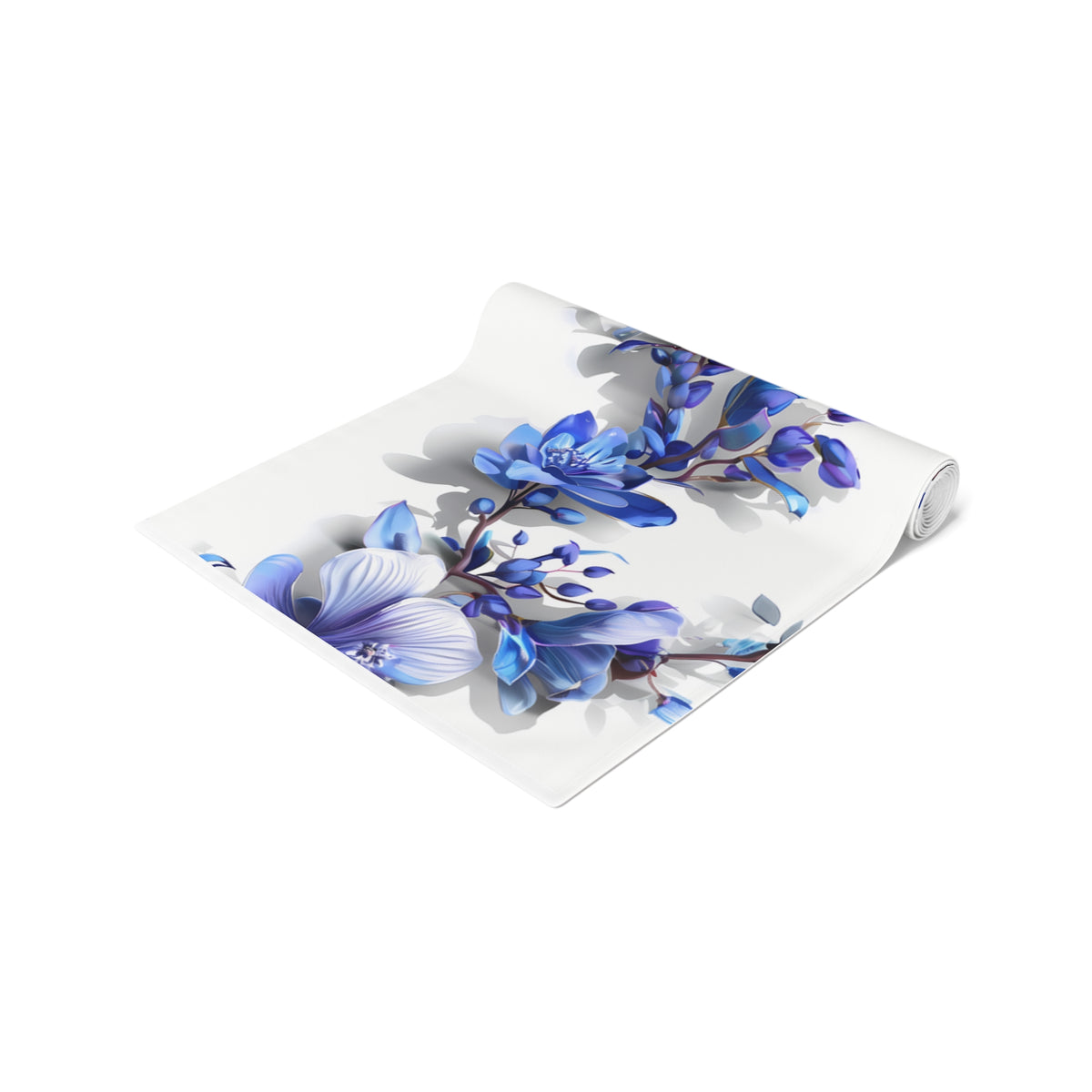 3D Table Runner with Blue Lavender Floral Design (16&quot; × 72&quot;)