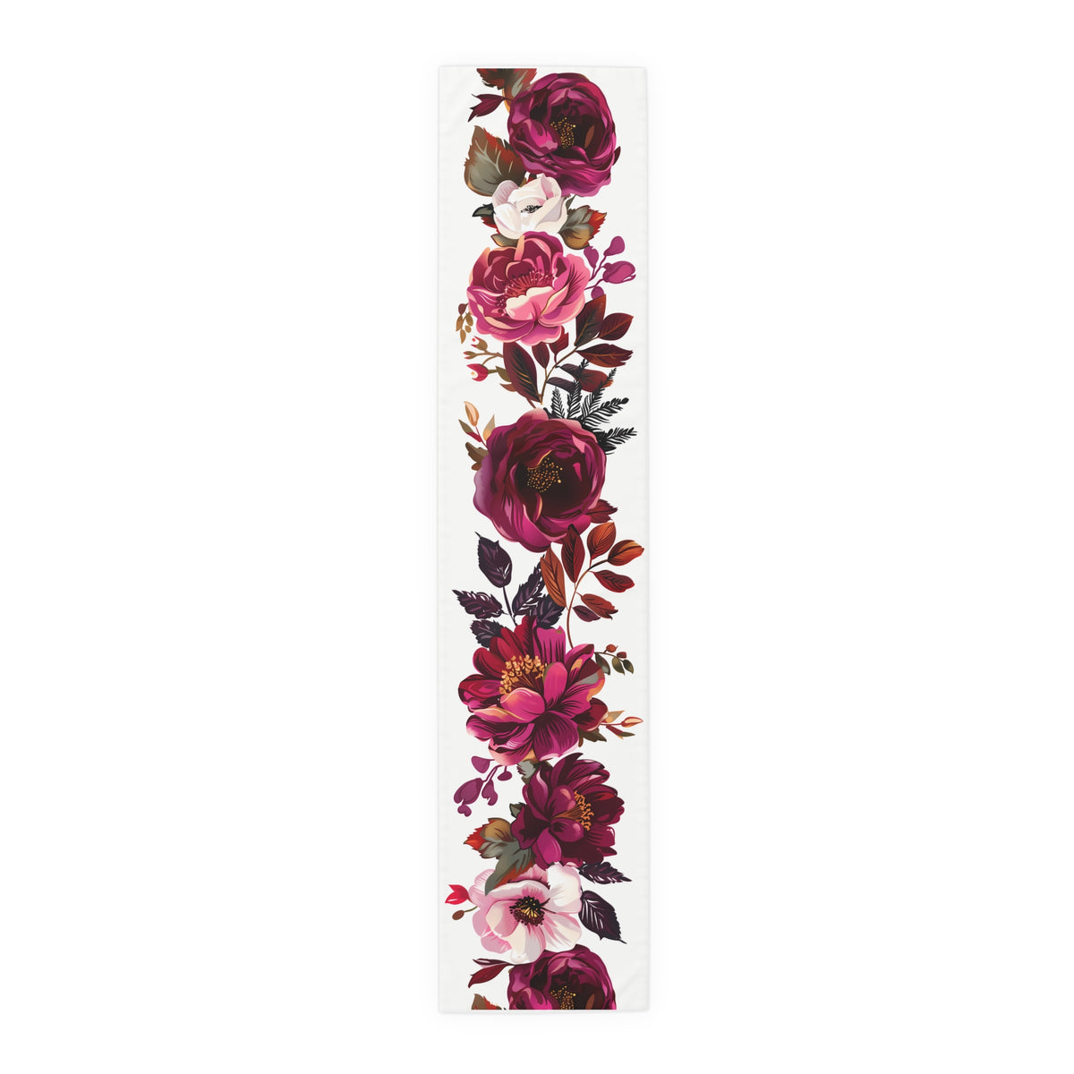 Viva Table Runner with Magenta and Crimson Floral Design (16&quot; × 72&quot;)