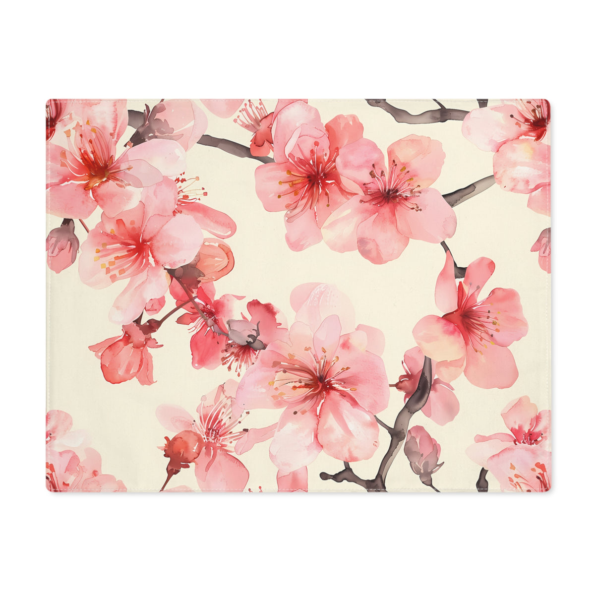 Decorative Cotton Place Mat with Sakura Cherry Blossom Design (18&quot; x 14&quot;)