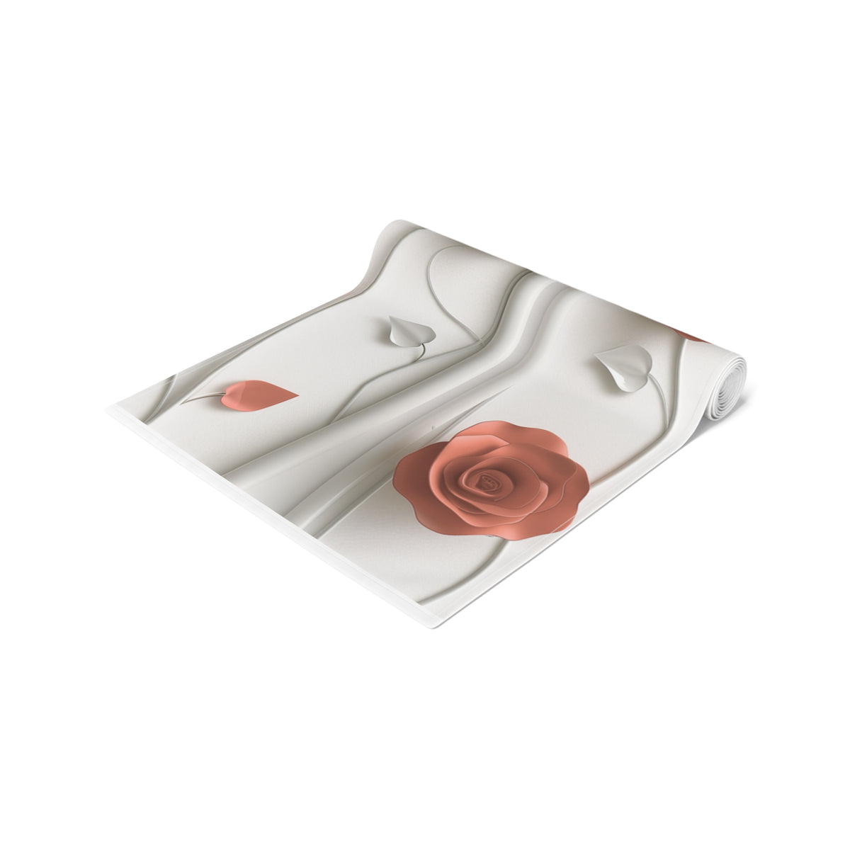 3D Table Runner with Elegant Red Roses Floral Design (16&quot; × 72&quot;)