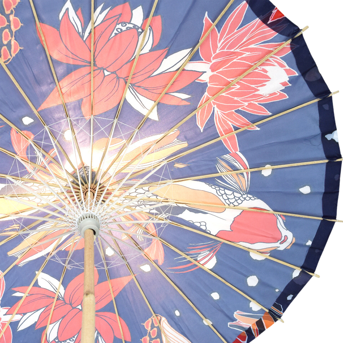 32&quot; Midnight Koi Fish Pond Premium Nylon Parasol Umbrella with Elegant Handle