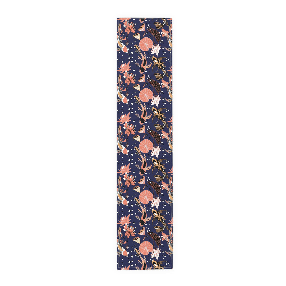 Midnight Table Runner with Koi Fish Design (16&quot; × 72&quot;)