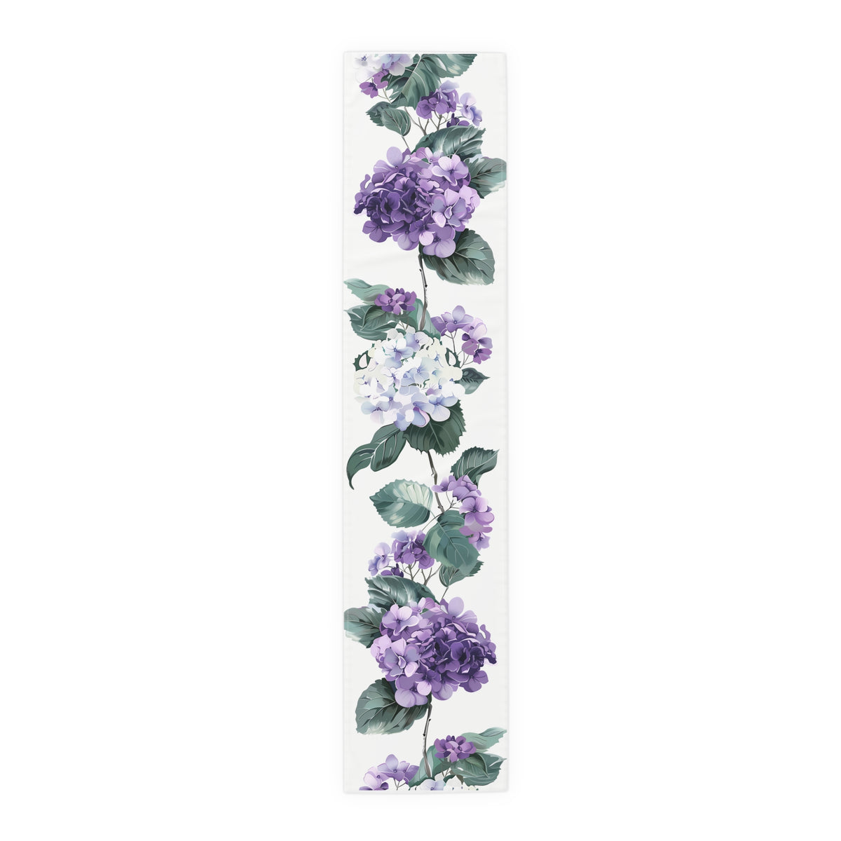 Serenity Table Runner with Purple Hydrangea Floral Design (16&quot; × 72&quot;)