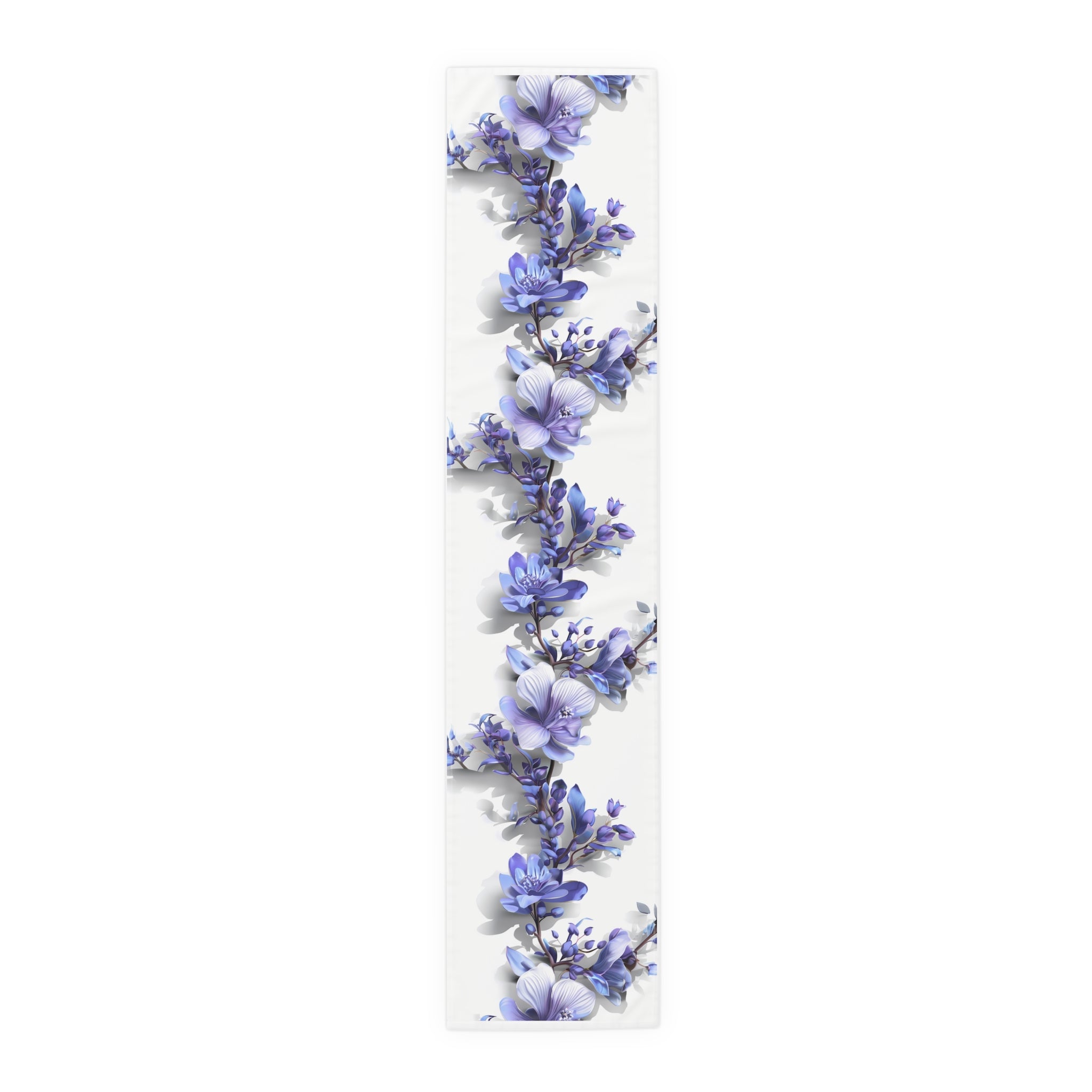 3D Table Runner with Blue Lavender Floral Design (16