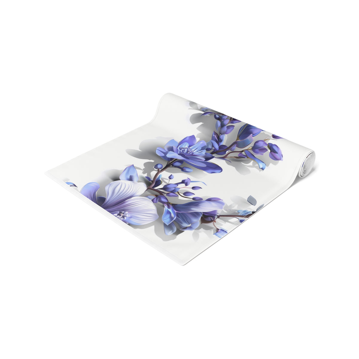 3D Table Runner with Blue Lavender Floral Design (16&quot; × 72&quot;)