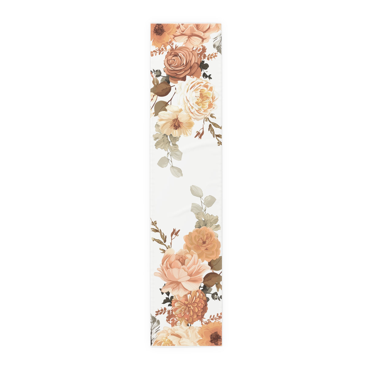 Sunset Table Runner with Orange and Peach Floral Design (16&quot; × 72&quot;)