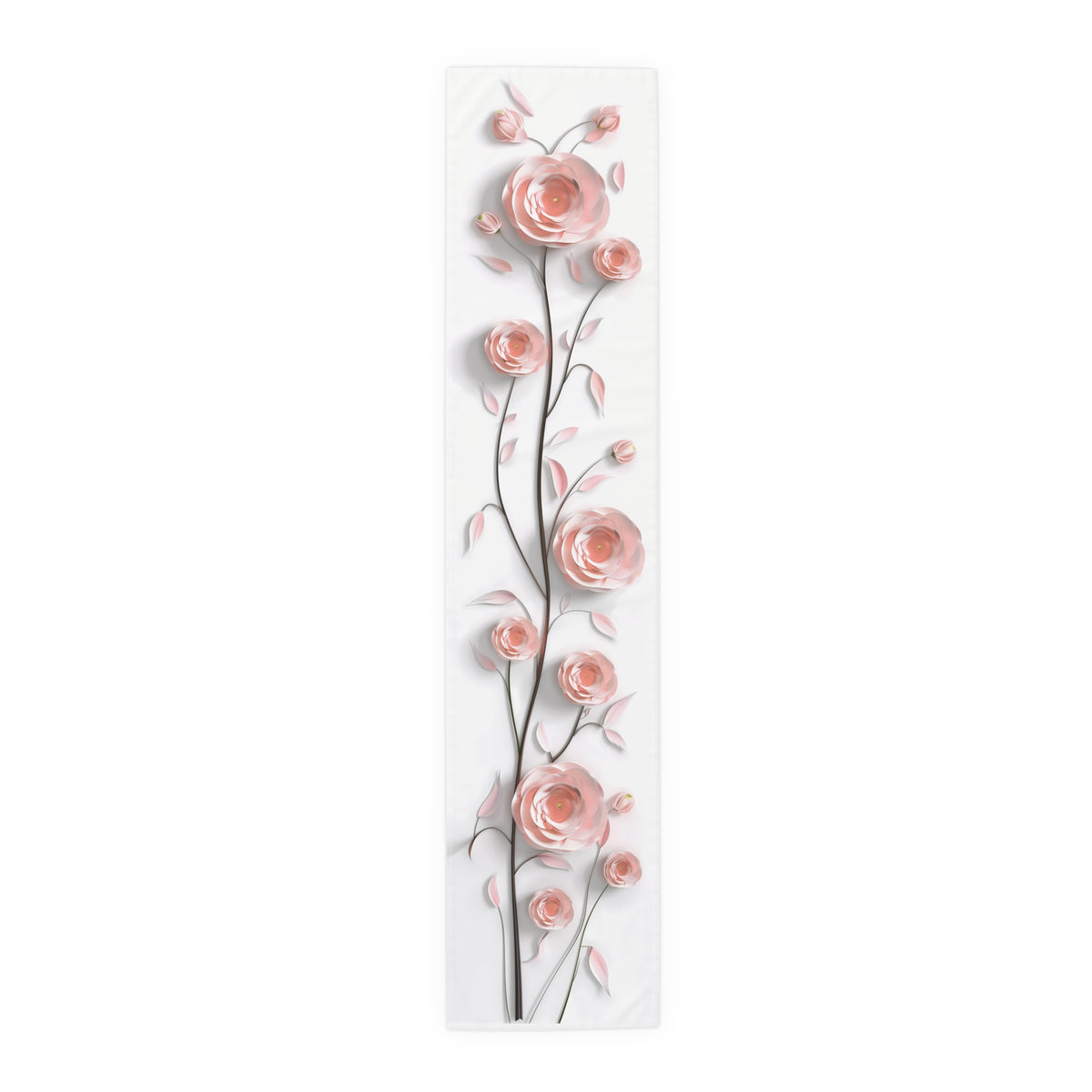 3D Table Runner with Pink Ranunuculus Floral Design (16&quot; × 72&quot;)