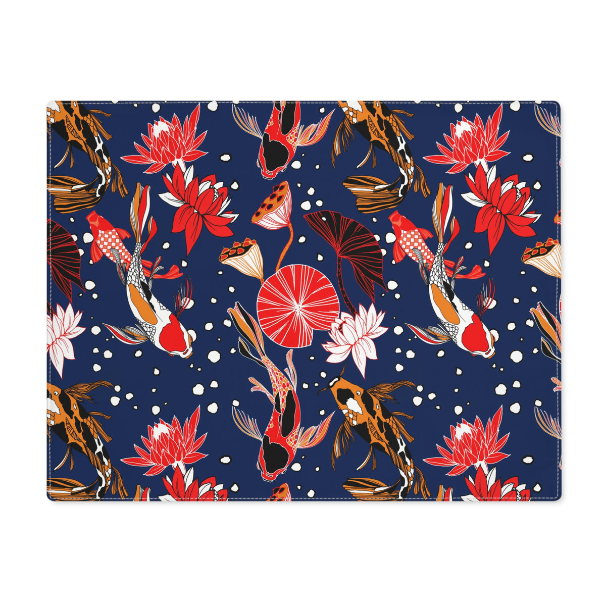 Decorative Cotton Place Mat with Koi Fish Pond Design (18&quot; x 14&quot;)