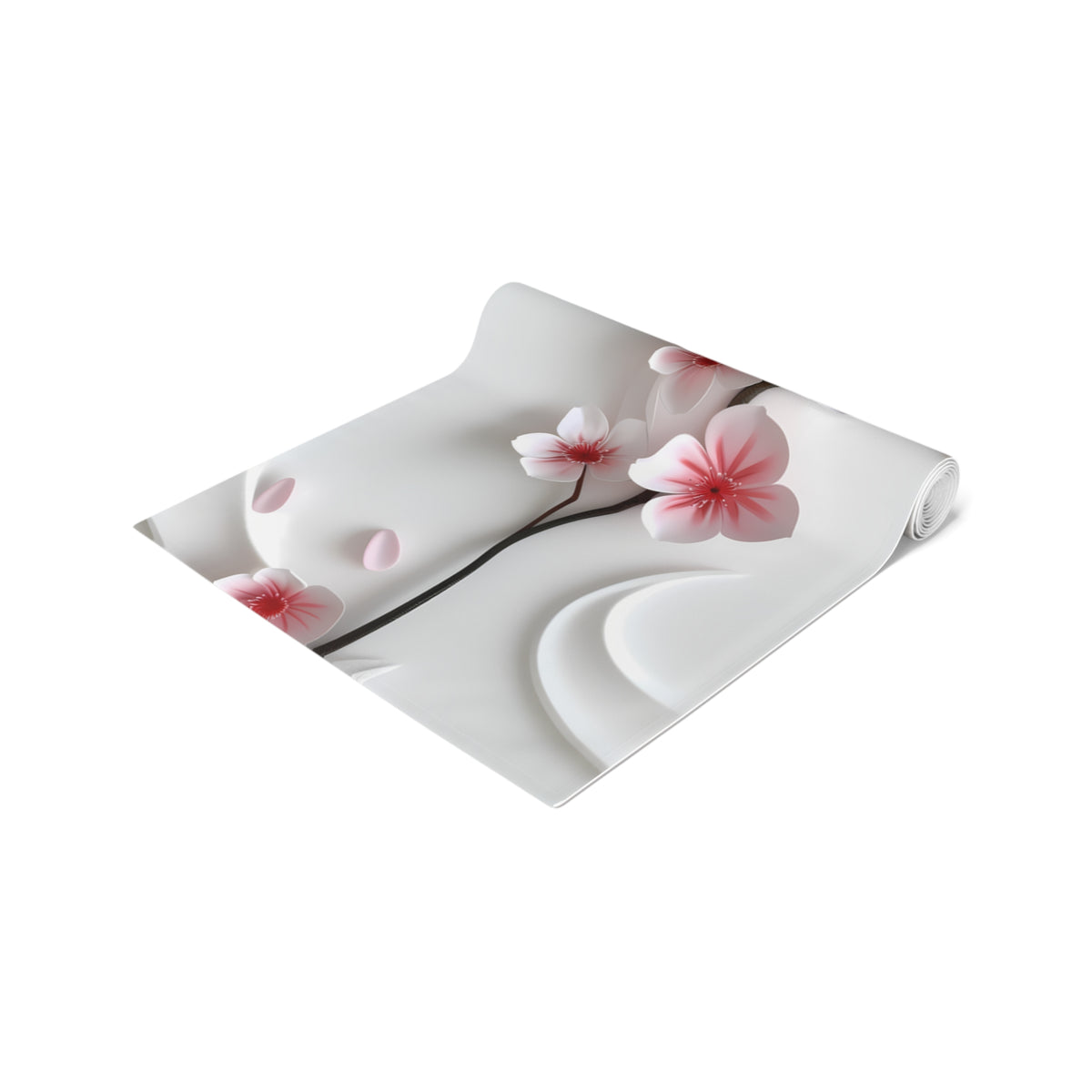 3D Table Runner with Pink Cherry Blossoms Design (16&quot; × 72&quot;)