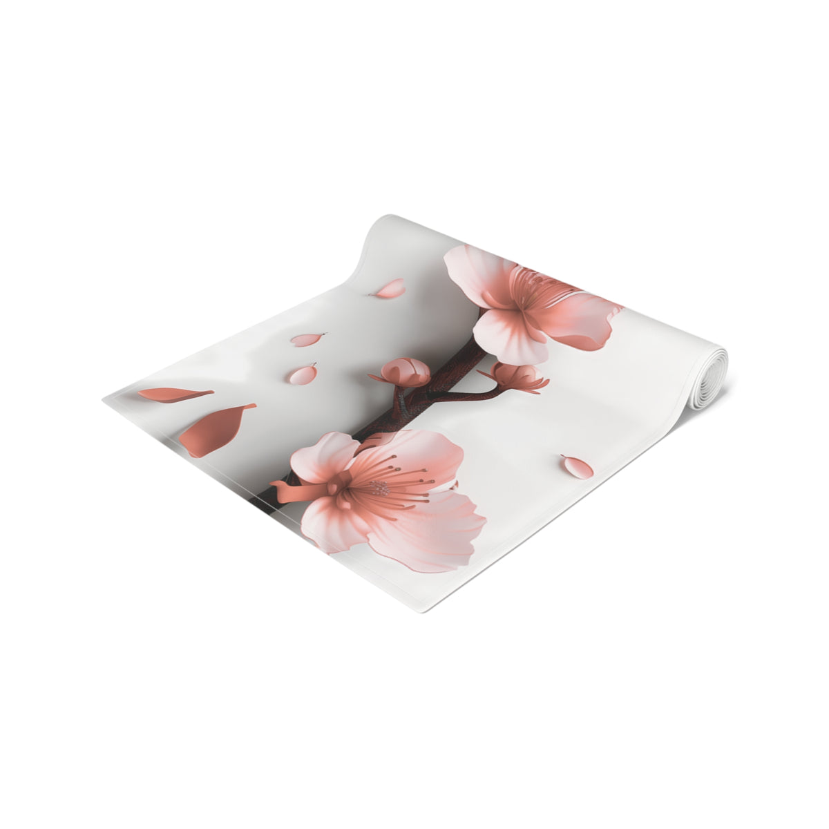 3D Table Runner with Pretty Plum Blossoms Design (16&quot; × 72&quot;)