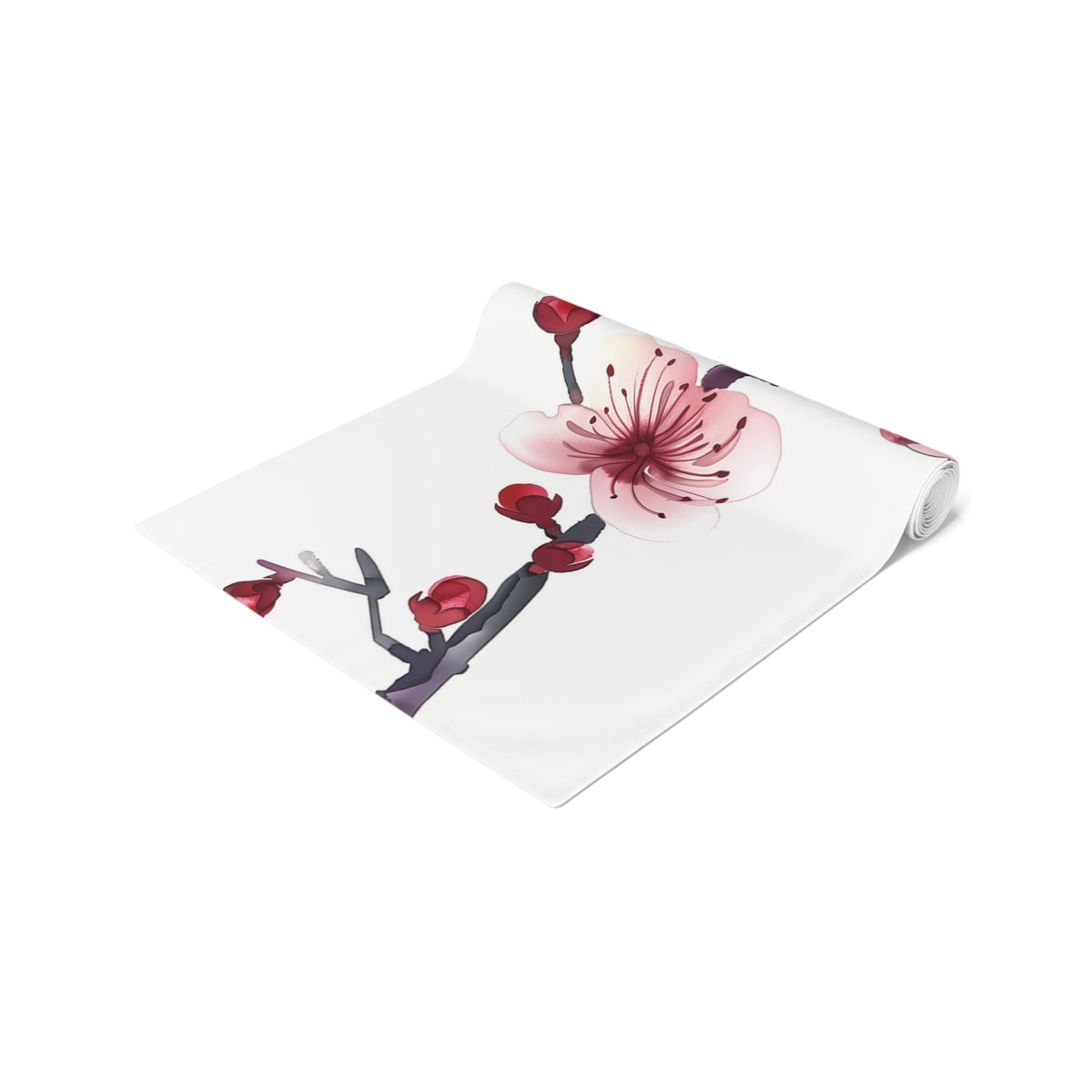 Elegant Table Runner with Pretty Plum Blossoms Design (16&quot; × 72&quot;)