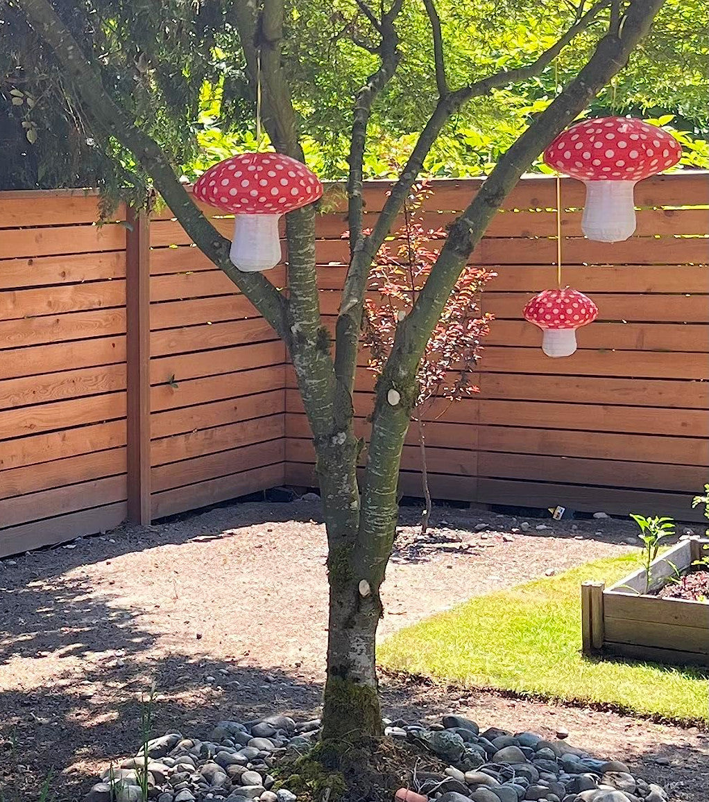 Mushroom Shaped Paper Lantern, (12&quot;W x 11&quot;H)
