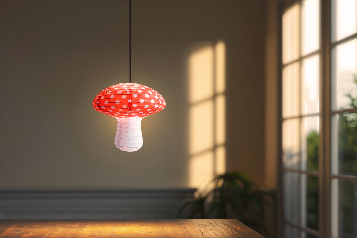 Small Mushroom Shaped Paper Lantern, (8&quot;W x 7&quot;H)