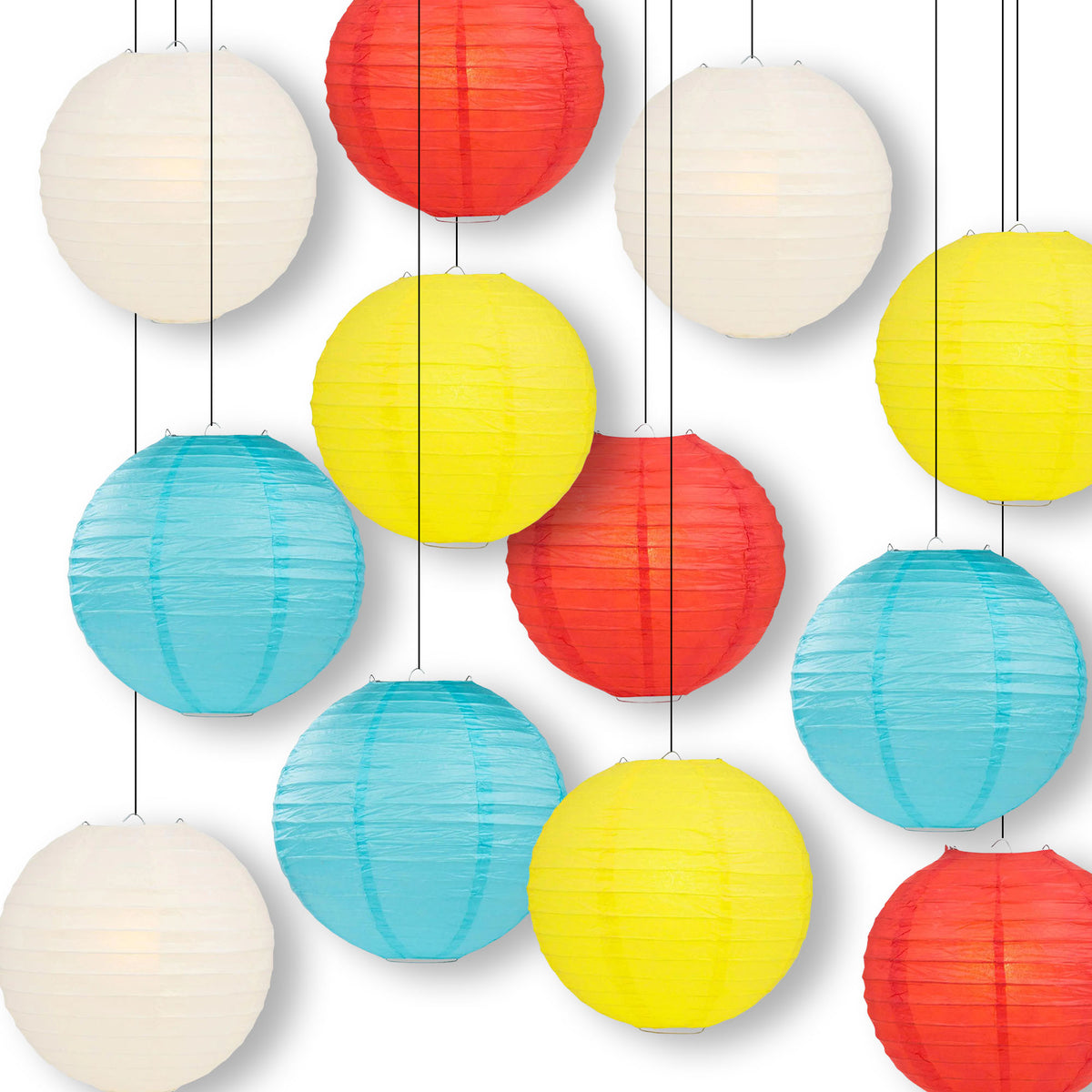 School Days Even Ribbing Paper Lantern Combo Variety Set (12 PACK)