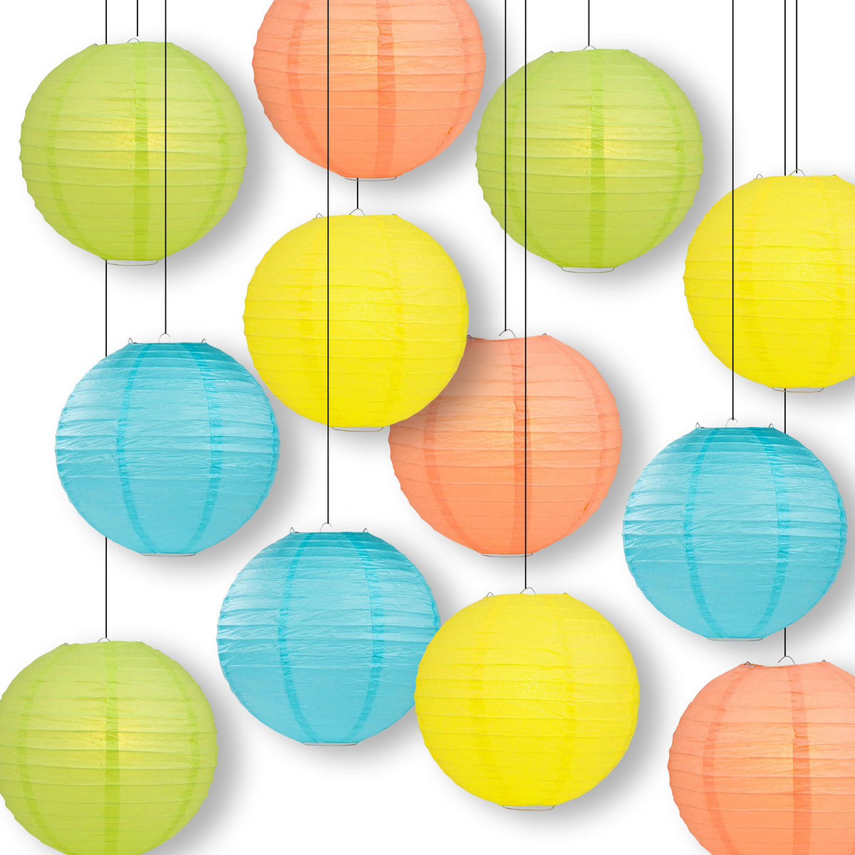 Bright Glow Easter Paper Lantern Combo Variety Set (12 PACK)