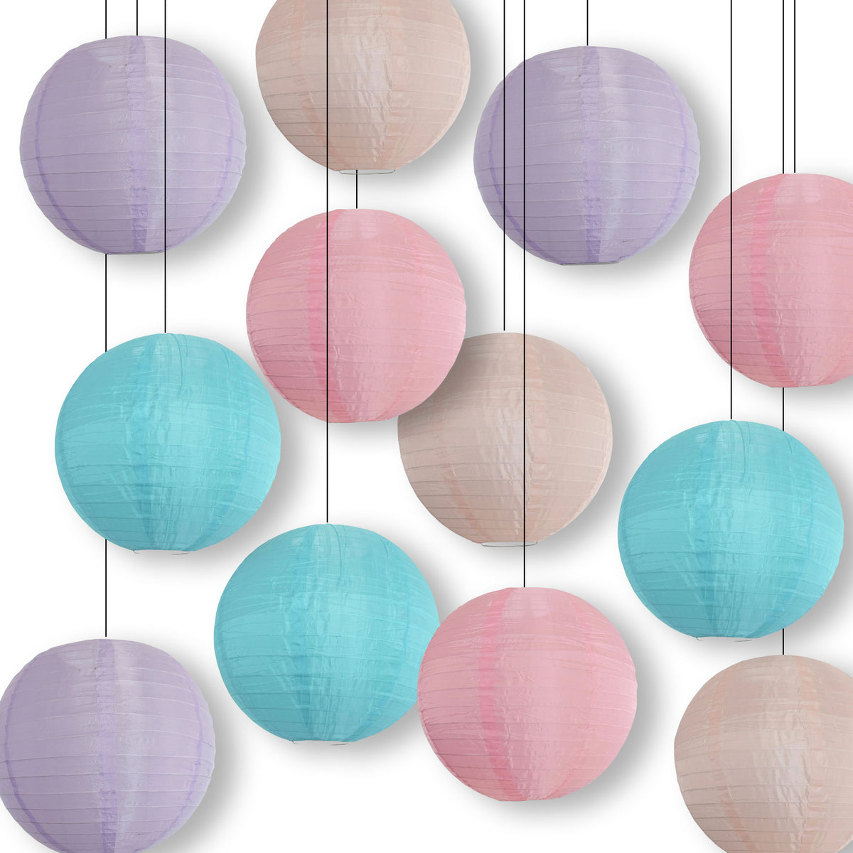 Pastel Glow Easter Nylon Lantern Combo Variety Set (12 PACK)