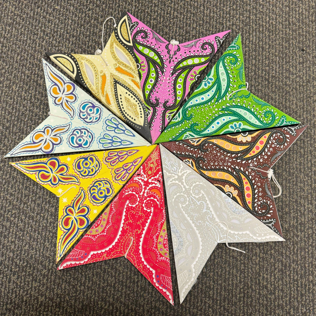 24&quot; Paper Star Lanterns 3-Pack Variety Designs Mystery Pack