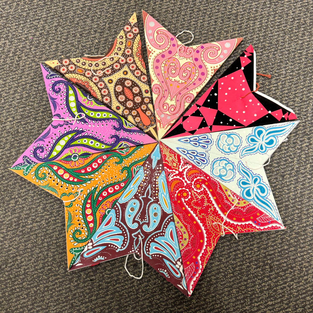 24&quot; Paper Star Lanterns 3-Pack Variety Designs Mystery Pack