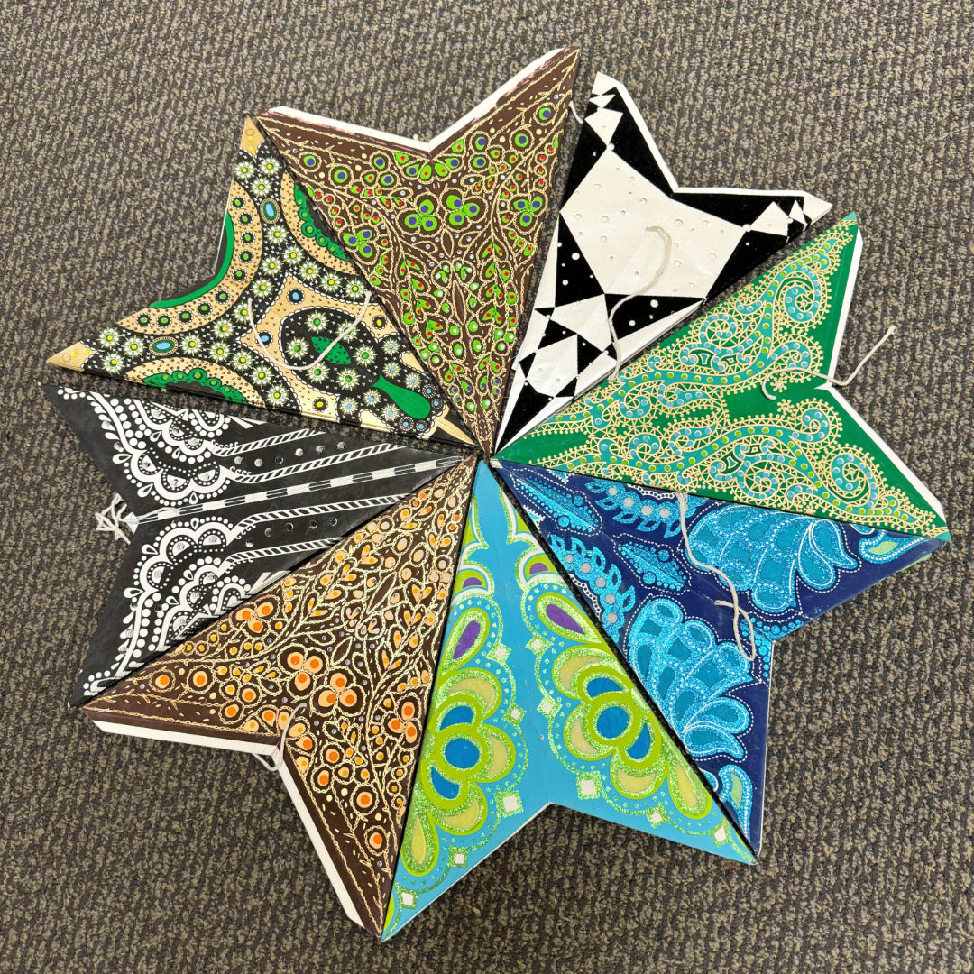 24&quot; Paper Star Lanterns 3-Pack Variety Designs Mystery Pack