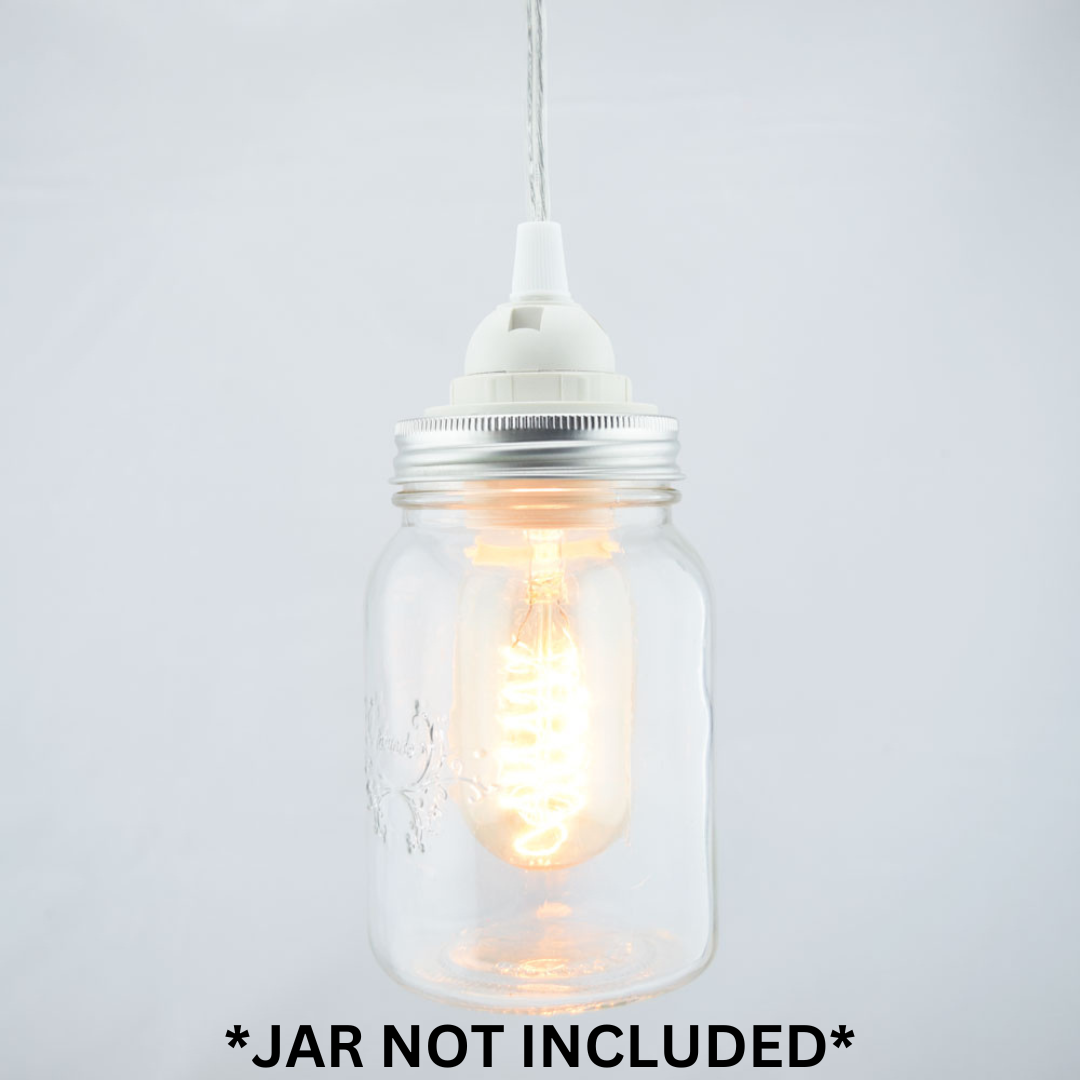 Mason Jar Pendant Light Kit, Regular Mouth, Clear Cord, 15FT