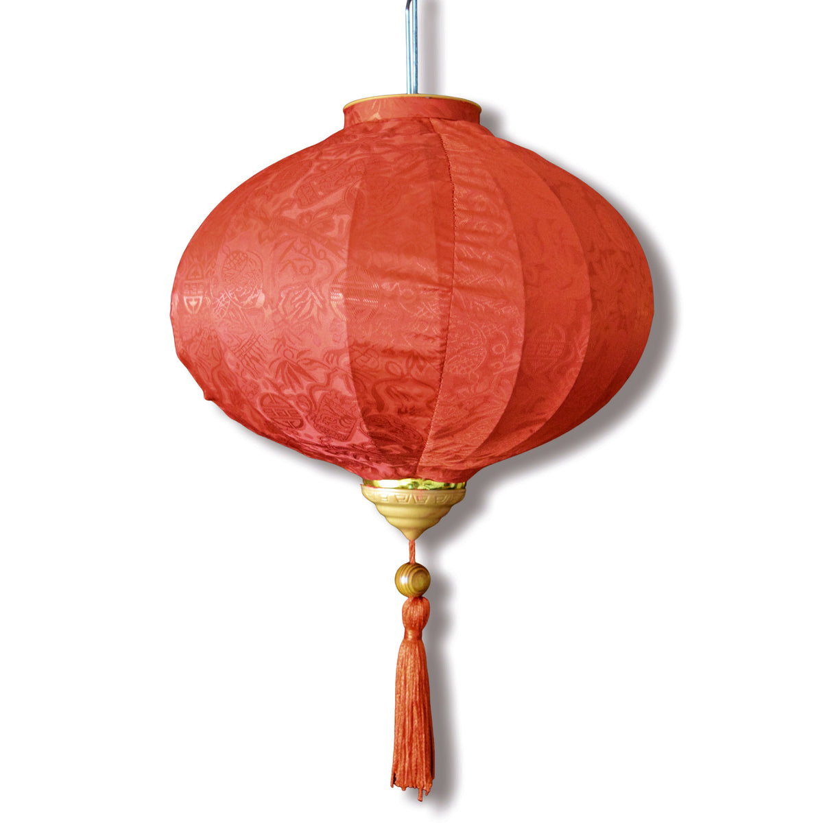 Large Red Vietnamese Silk Lantern, Round Shaped