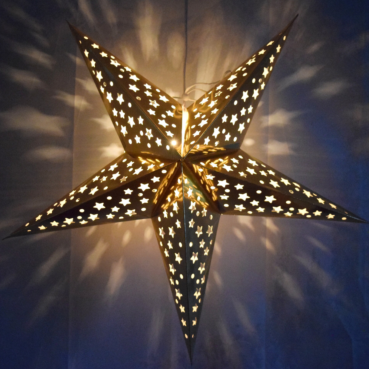 26" Gold Foil Cut-Out Paper Star Lantern, Hanging Wedding & Party Decoration