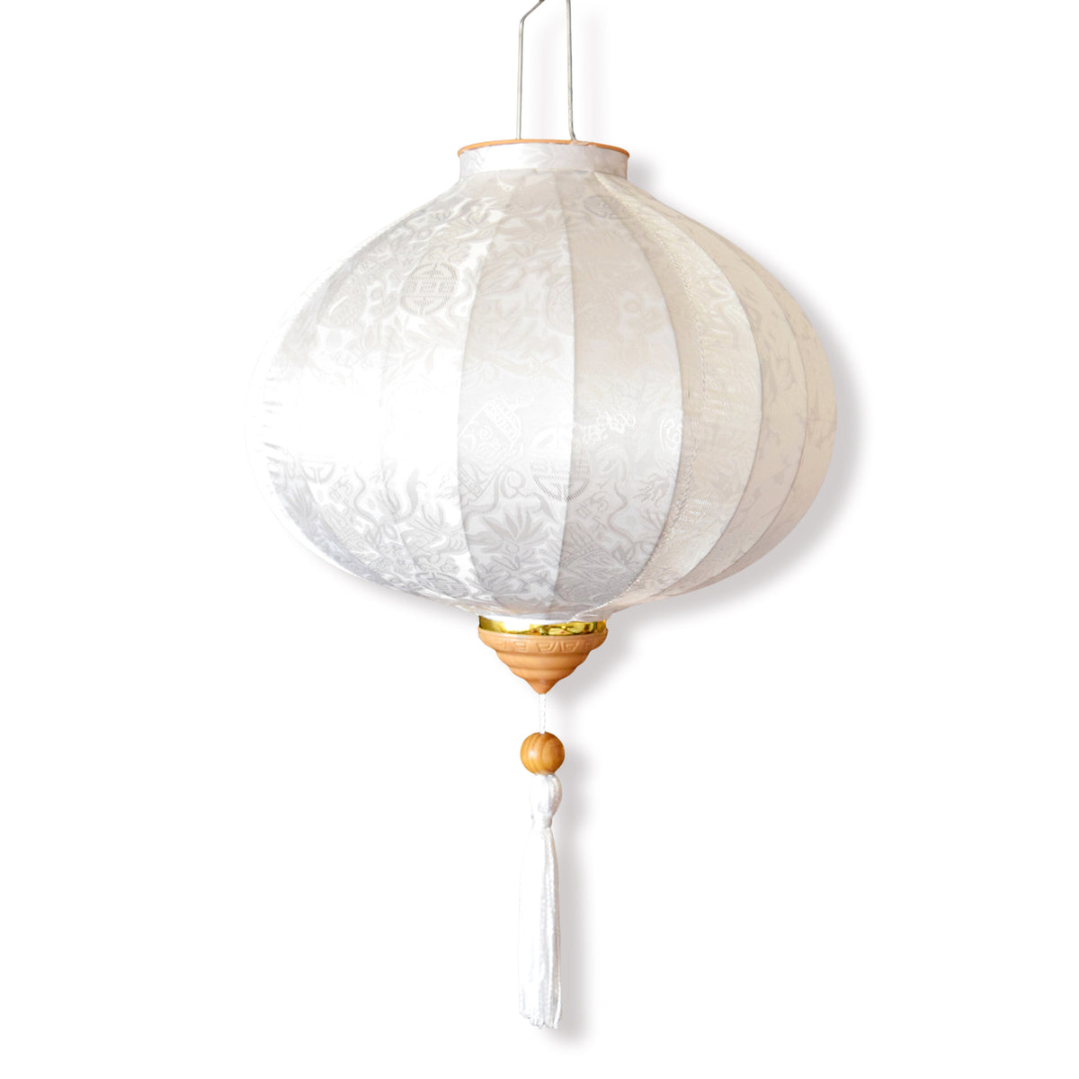 Small White Vietnamese Silk Lantern, Round Shaped