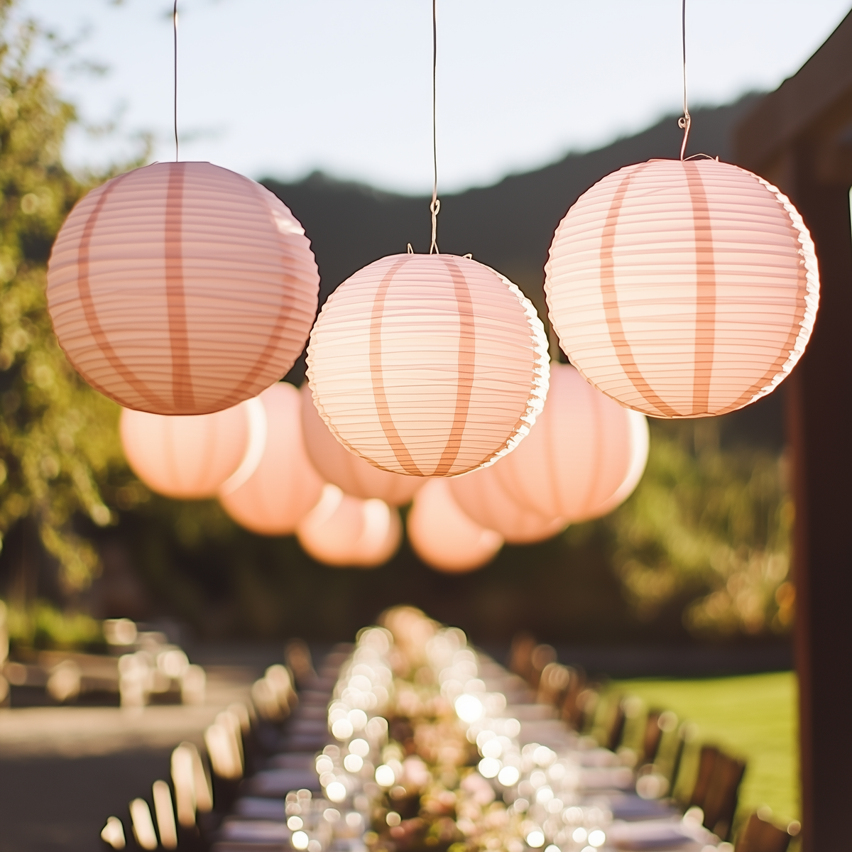 Pink Coral Wedding &amp; Party Decoration Starter Kit – 24 Pink Coral Paper Lanterns &amp; LED Lights | Optional Parasols &amp; Hand Fan Bundle
