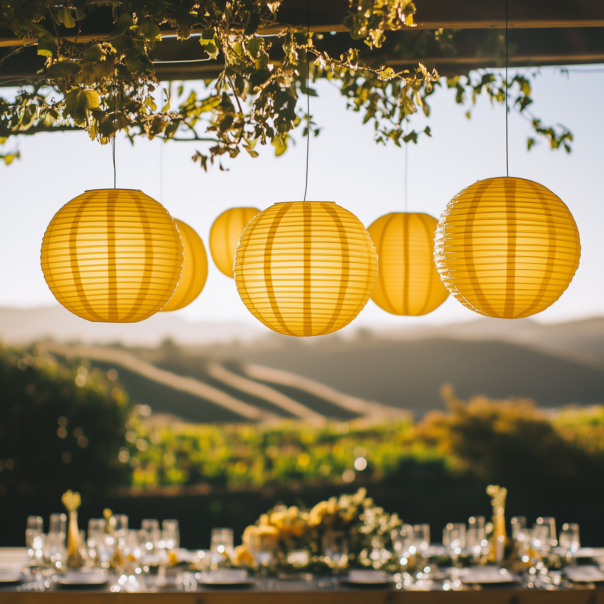 Orange Wedding &amp; Party Decoration Starter Kit – 24 Orange Paper Lanterns &amp; LED Lights | Optional Parasols &amp; Hand Fan Bundle
