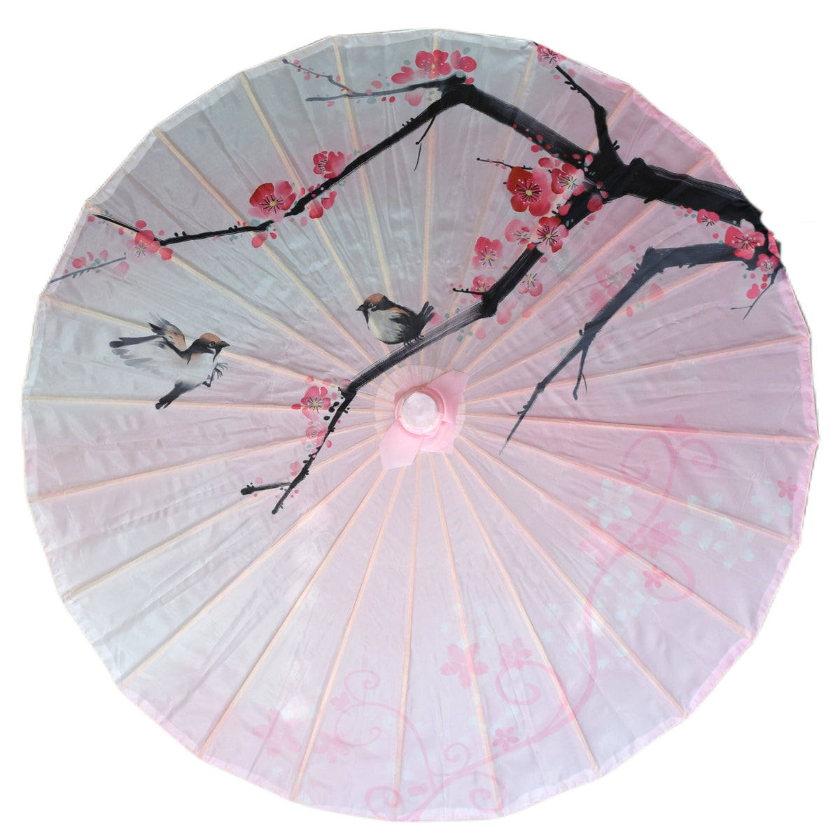 32&quot; Song Sparrow Plum Blossom Nylon Parasol Umbrella with Elegant Handle