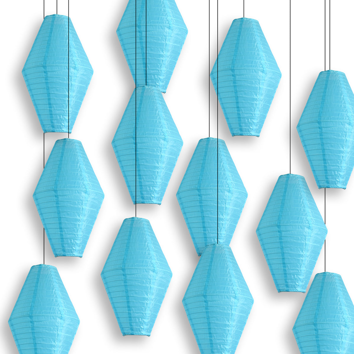 Baby Blue Diamond Unique Shaped Shimmering Nylon Lantern, 12-inch x 19-inch