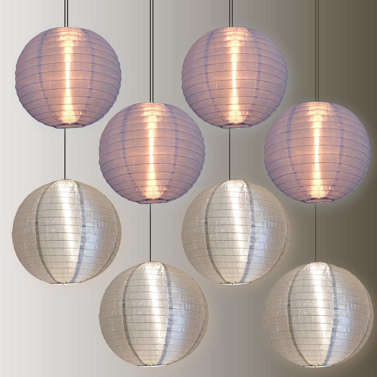 8 PACK | Winter Holiday Nylon Lanterns, Silver Blue Combo Set