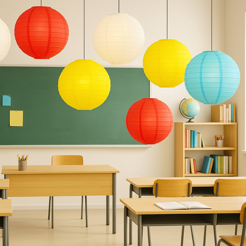 School Days Even Ribbing Paper Lantern Combo Variety Set (12 PACK)