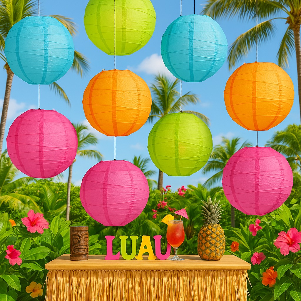 Tropic Garden Crisscross Paper Lantern Combo Variety Set (12 PACK)