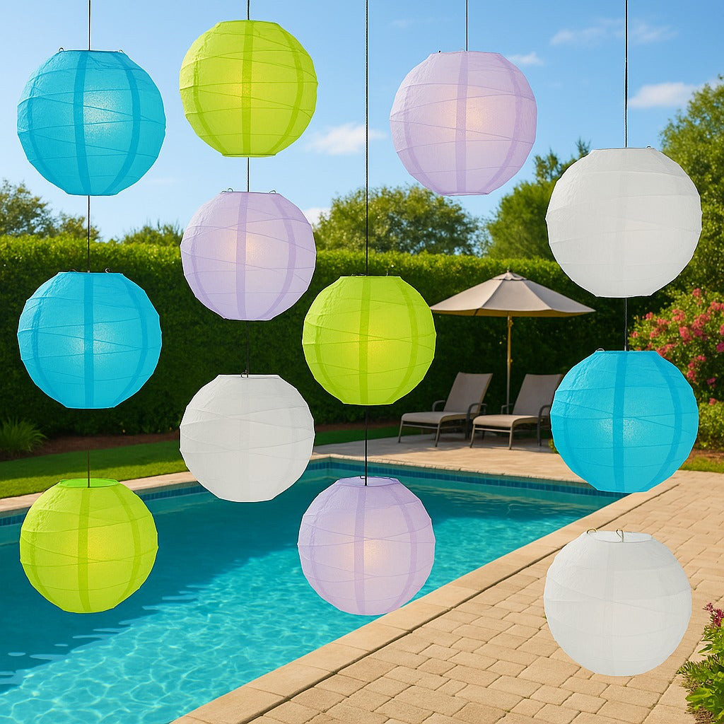 Ocean Breeze Crisscross Paper Lantern Combo Variety Set (12 PACK)